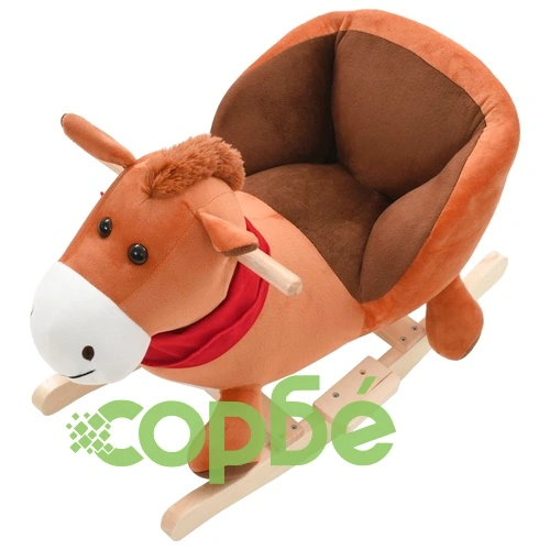 Люлеещо се конче с облегалка плюш 60x32x50 см кафяво ➤ топ цена ➤ sorbe.bg
