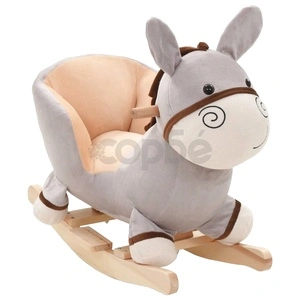 Люлеещо се магаренце с облегалка плюш 60x32x55 см сиво