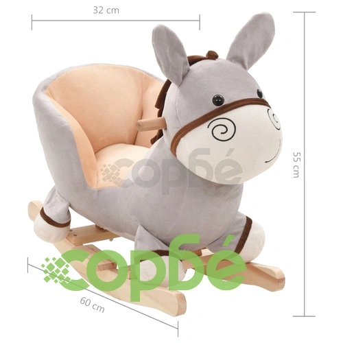Люлеещо се магаренце с облегалка плюш 60x32x55 см сиво ➤ топ цена ➤ sorbe.bg