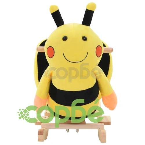 Люлееща се пчеличка с плюшена облегалка 60x32x57 см жълта ➤ топ цена ➤ sorbe.bg