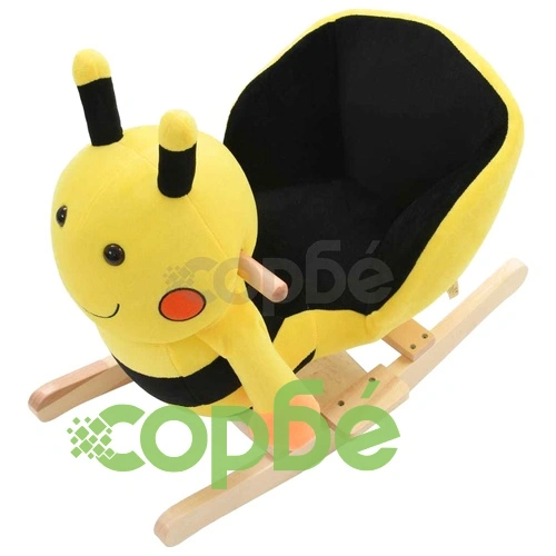 Люлееща се пчеличка с плюшена облегалка 60x32x57 см жълта ➤ топ цена ➤ sorbe.bg