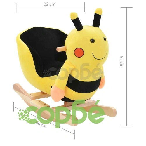 Люлееща се пчеличка с плюшена облегалка 60x32x57 см жълта ➤ топ цена ➤ sorbe.bg
