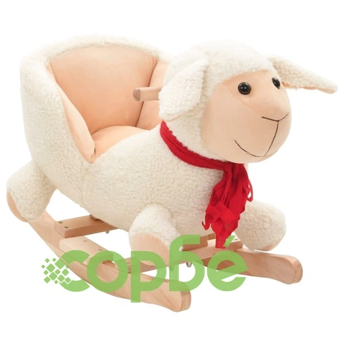 Люлееща се овца с облегалка плюш 60x32x50 см бяла ➤ топ цена ➤ sorbe.bg