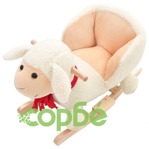 Люлееща се овца с облегалка плюш 60x32x50 см бяла ➤ топ цена ➤ sorbe.bg