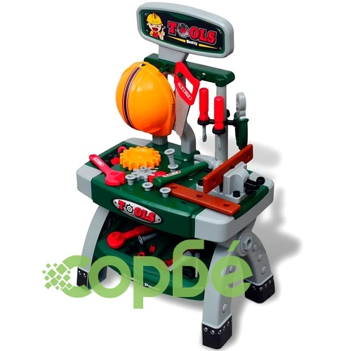 Детска работна маса с инструменти, цвят зелен + сив ➤ топ цена ➤ sorbe.bg