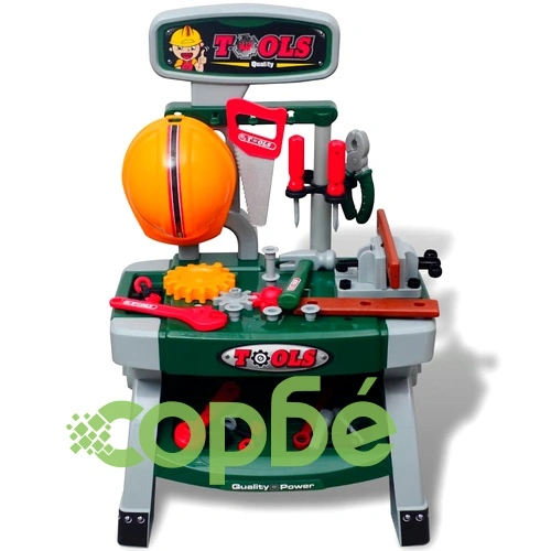 Детска работна маса с инструменти, цвят зелен + сив ➤ топ цена ➤ sorbe.bg
