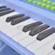 Детско пиано с 37 клавиша, стол и микрофон, син цвят 