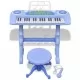 Детско пиано с 37 клавиша, стол и микрофон, син цвят 