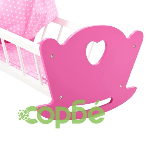 Люлка за кукла с балдахин МДФ 50x34x60 см розова ➤ топ цена ➤ sorbe.bg