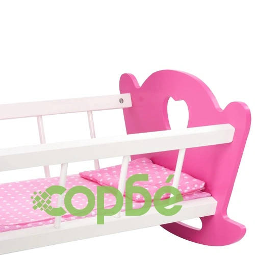 Люлка за кукла с балдахин МДФ 50x34x60 см розова ➤ топ цена ➤ sorbe.bg
