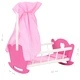 Люлка за кукла с балдахин МДФ 50x34x60 см розова