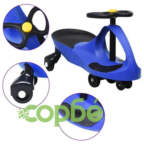 Въртяща се кола с клаксон тип играчка за яздене, синя ➤ топ цена ➤ sorbe.bg
