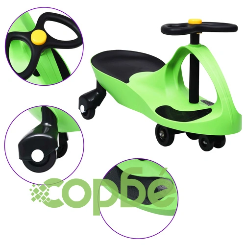 Въртяща се кола с клаксон тип играчка за яздене, зелена ➤ топ цена ➤ sorbe.bg