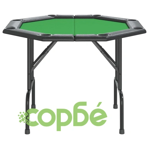 Сгъваема покер маса за 8 играча, зелена, 108x108x75 см ➤ топ цена ➤ sorbe.bg