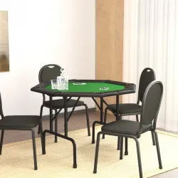 Сгъваема покер маса за 8 играча, зелена, 108x108x75 см