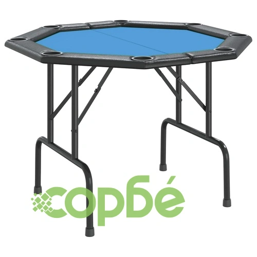 Сгъваема покер маса за 8 играча, синя, 108x108x75 см ➤ топ цена ➤ sorbe.bg