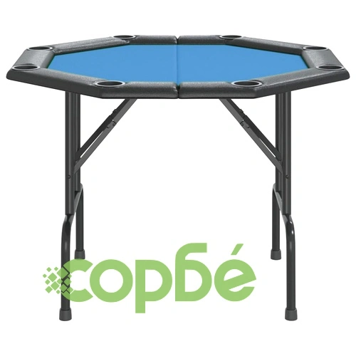 Сгъваема покер маса за 8 играча, синя, 108x108x75 см ➤ топ цена ➤ sorbe.bg