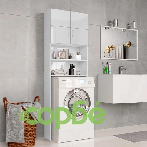 Шкаф за пералня, бял гланц, 64x25,5x190 см ➤ топ цена ➤ sorbe.bg
