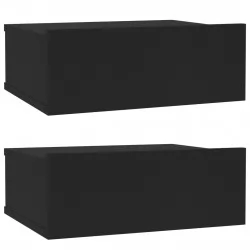 Нощни шкафчета за стена, 2 бр, черни, 40x30x15 см, ПДЧ