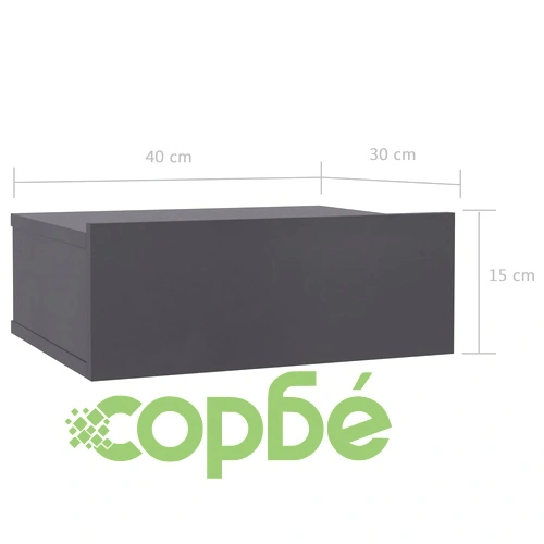 Нощни шкафчета за стена, 2 бр, сиви, 40x30x15см инженерно дърво ➤ топ цена ➤ sorbe.bg