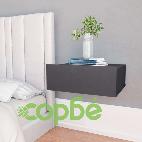 Нощни шкафчета за стена, 2 бр, сиви, 40x30x15см инженерно дърво ➤ топ цена ➤ sorbe.bg