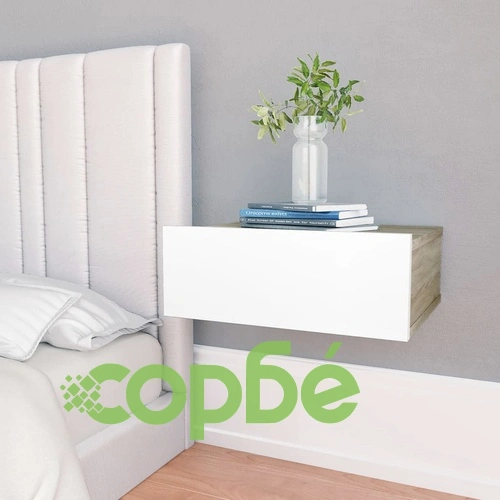 Нощни шкафчета за стена 2 бр бяло и дъб сонома 40x30x15 см ➤ топ цена ➤ sorbe.bg