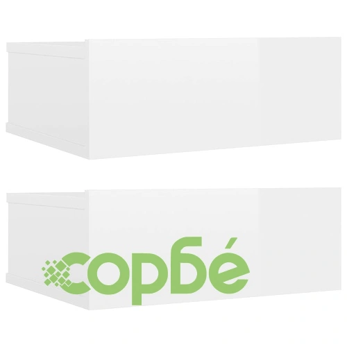 Нощни шкафчета за стена 2 бр силен бял гланц 40x30x15 см ➤ топ цена ➤ sorbe.bg