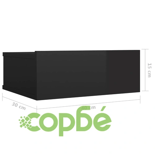 Нощни шкафчета за стена 2 бр черен силен гланц 40x30x15 см ➤ топ цена ➤ sorbe.bg