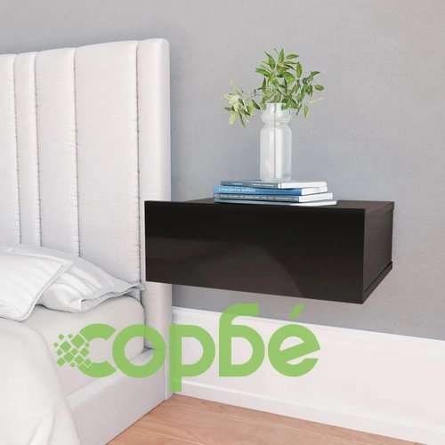 Нощни шкафчета за стена 2 бр черен силен гланц 40x30x15 см ➤ топ цена ➤ sorbe.bg