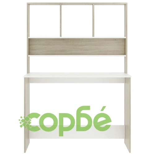 Бюро с рафтове, бяло и дъб сонома, 110x45x157 см, ПДЧ ➤ топ цена ➤ sorbe.bg