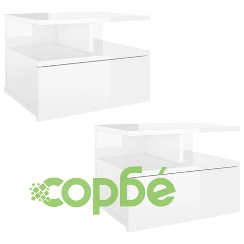 Нощни шкафчета за стена 2 бр силен бял гланц 40x31x27 см ➤ топ цена ➤ sorbe.bg