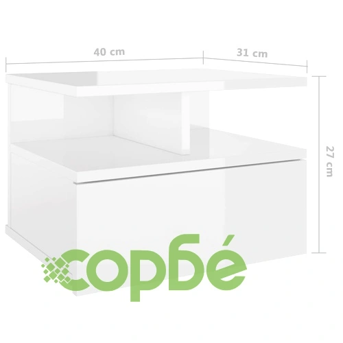 Нощни шкафчета за стена 2 бр силен бял гланц 40x31x27 см ➤ топ цена ➤ sorbe.bg