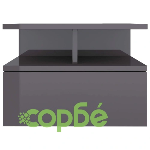 Нощни шкафчета за стена 2 бр сив силен гланц 40x31x27 см ➤ топ цена ➤ sorbe.bg