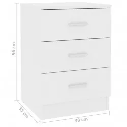 Нощни шкафчета, 2 бр, бели, 38x35x56 см, ПДЧ