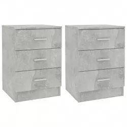 Нощни шкафчета, 2 бр, бетонно сиви, 38x35x56 см, ПДЧ