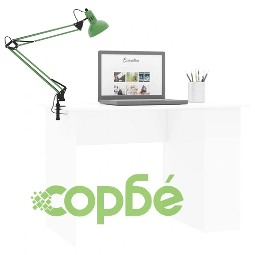 Бюро, бяло със силен гланц, 110x60x73 см, ПДЧ ➤ топ цена ➤ sorbe.bg