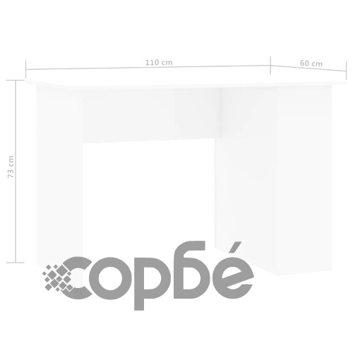 Бюро, бяло със силен гланц, 110x60x73 см, ПДЧ ➤ топ цена ➤ sorbe.bg