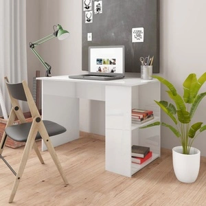 Бюро, бяло със силен гланц, 110x60x73 см, ПДЧ