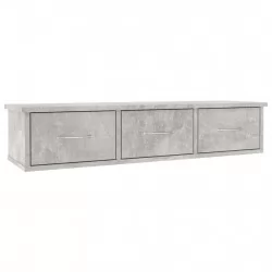 Стенен рафт с чекмеджета, бетонно сив, 88x26x18,5 см, ПДЧ