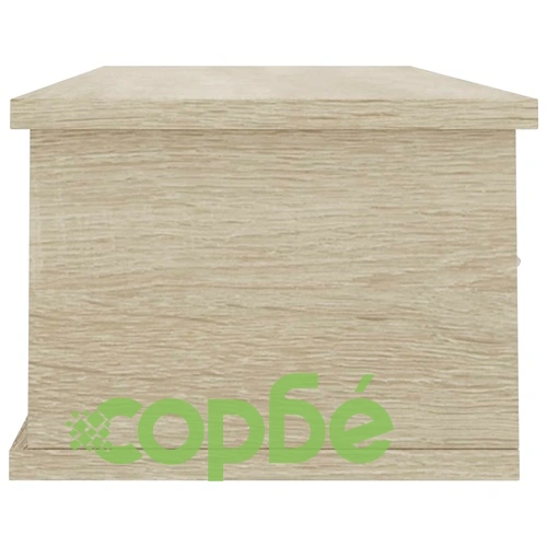 Стенен рафт с чекмеджета, бяло и дъб сонома, 88x26x18,5 см ➤ топ цена ➤ sorbe.bg