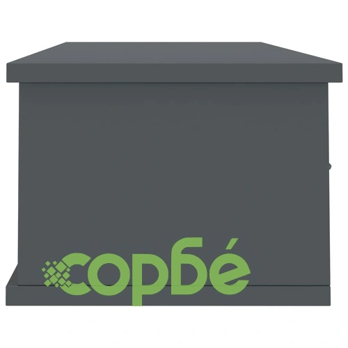 Стенен рафт с чекмеджета, сив силен гланц, 88x26x18,5 см ➤ топ цена ➤ sorbe.bg