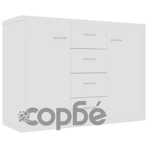 Бюфет, бяло със силен гланц, 88x30x65 см, инженерно дърво ➤ топ цена ➤ sorbe.bg