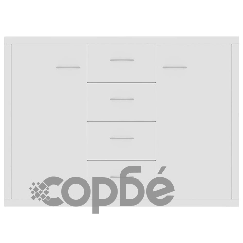 Бюфет, бяло със силен гланц, 88x30x65 см, инженерно дърво ➤ топ цена ➤ sorbe.bg