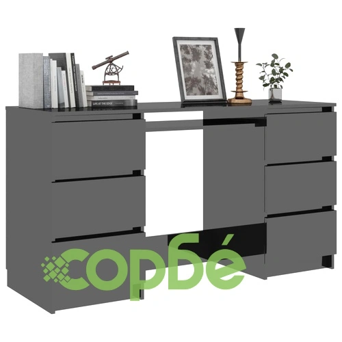 Писалище, черен гланц, 140x50x77 см, ПДЧ ➤ топ цена ➤ sorbe.bg