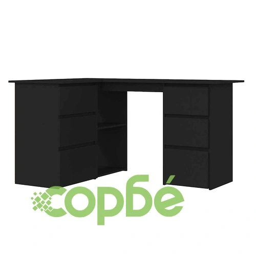 Ъглово бюро, бяло, 145x100x76 см, инженерно дърво ➤ топ цена ➤ sorbe.bg