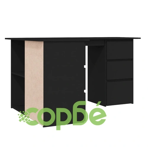 Ъглово бюро, бяло, 145x100x76 см, инженерно дърво ➤ топ цена ➤ sorbe.bg