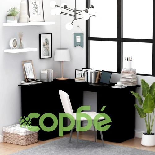 Ъглово бюро, бяло, 145x100x76 см, инженерно дърво ➤ топ цена ➤ sorbe.bg