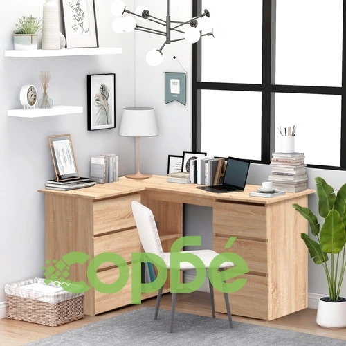 Ъглово бюро, дъб сонома, 145x100x76 см, инженерно дърво ➤ топ цена ➤ sorbe.bg