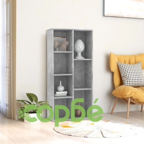 Шкаф библиотека, бетонно сив, 50x25x106 см, инженерно дърво ➤ топ цена ➤ sorbe.bg