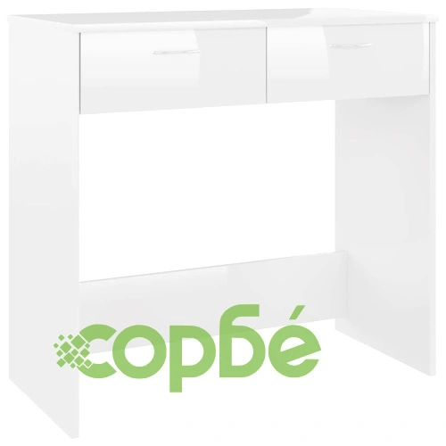 Бюро, бял гланц, 80x40x75 см, инженерно дърво ➤ топ цена ➤ sorbe.bg